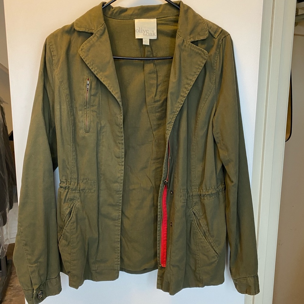 Olive & Oak army green drawstring jacket